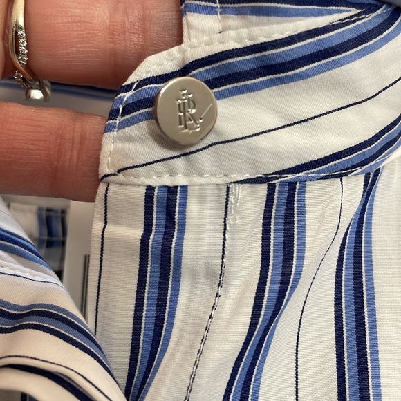NWT! Lauren Ralph Lauren Monogram Blue White Stripe Long Sleeve Tie Dress Size 2 - Picture 12 of 16
